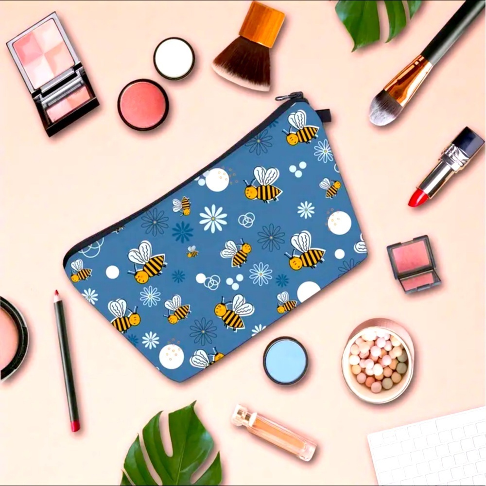 Adorable Bee Print Cosmetic Bag